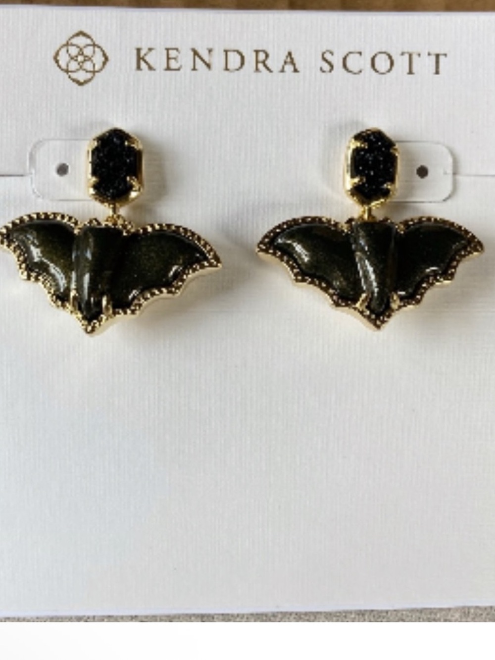NEW KENDRA SCOTT Drusy and Obsidian Bat Drop Earrings. NEW $98